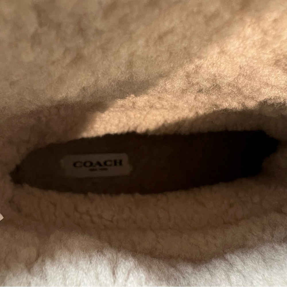 COACH Kailee Boots Off White Nylon/Lamb Fur/Black Leather Winter Booties 9.5 NEW - Picture 12 of 13
